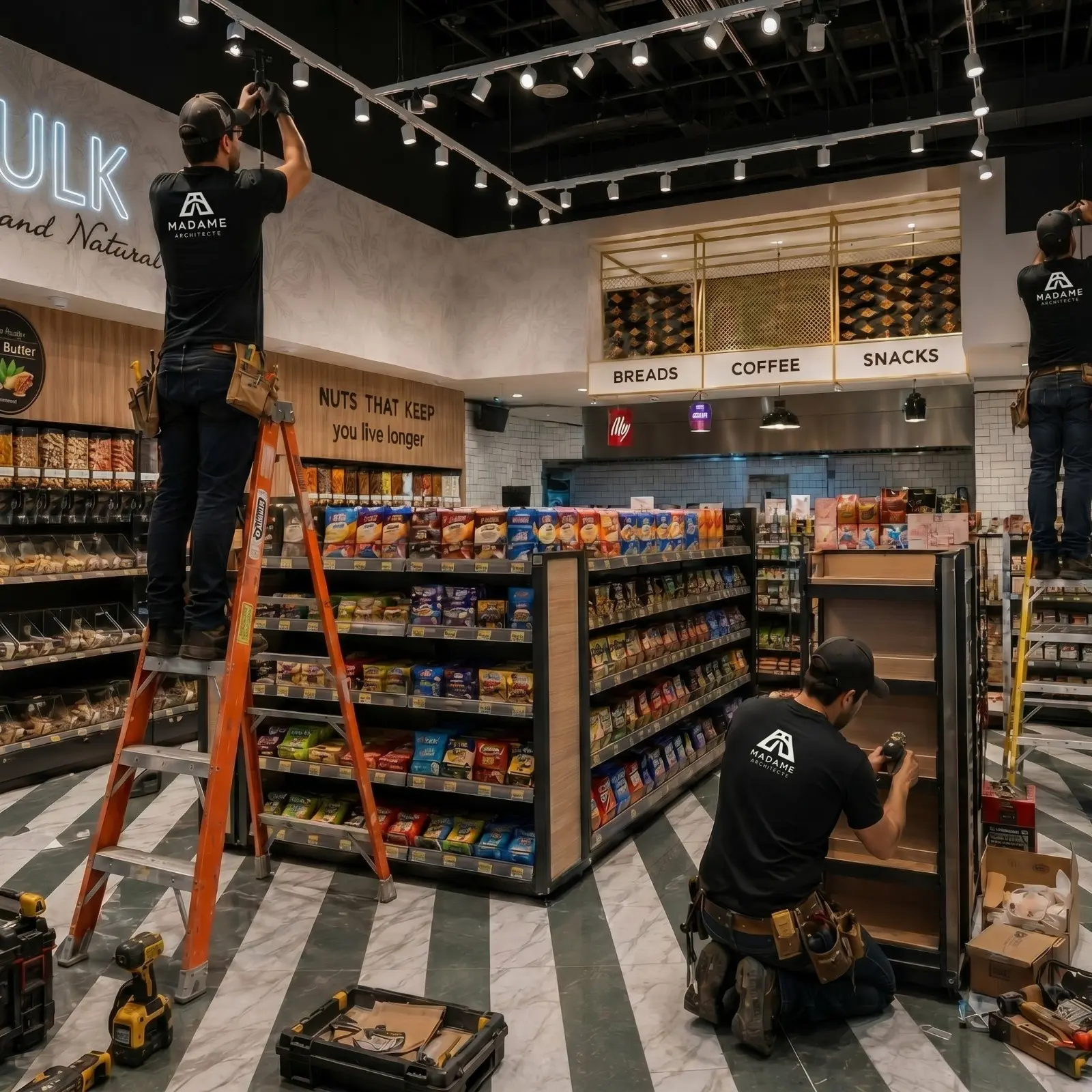 On-site installation — furniture and fixtures